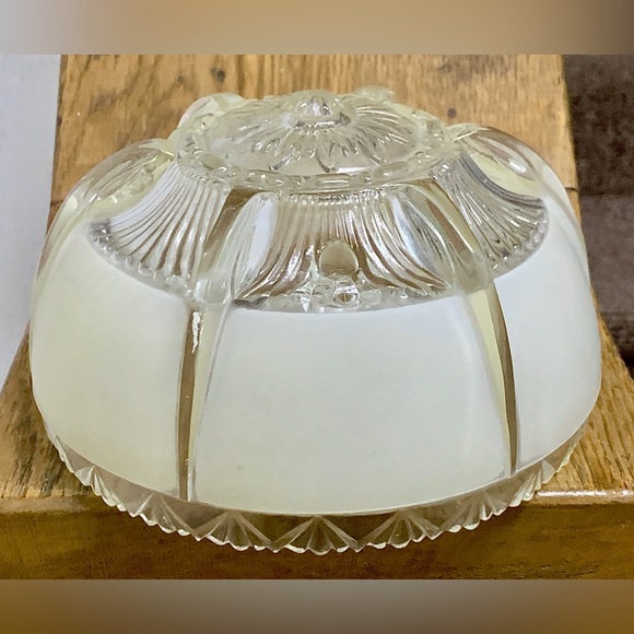 1920s 1930s Antique Art Deco Frosted Glass 3 Hole Canopy Light Shade Diffuser - Picture 4 of 16